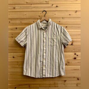 Marine Layer Size Large Nautical Blue White Striped Cotton Collared Button Up